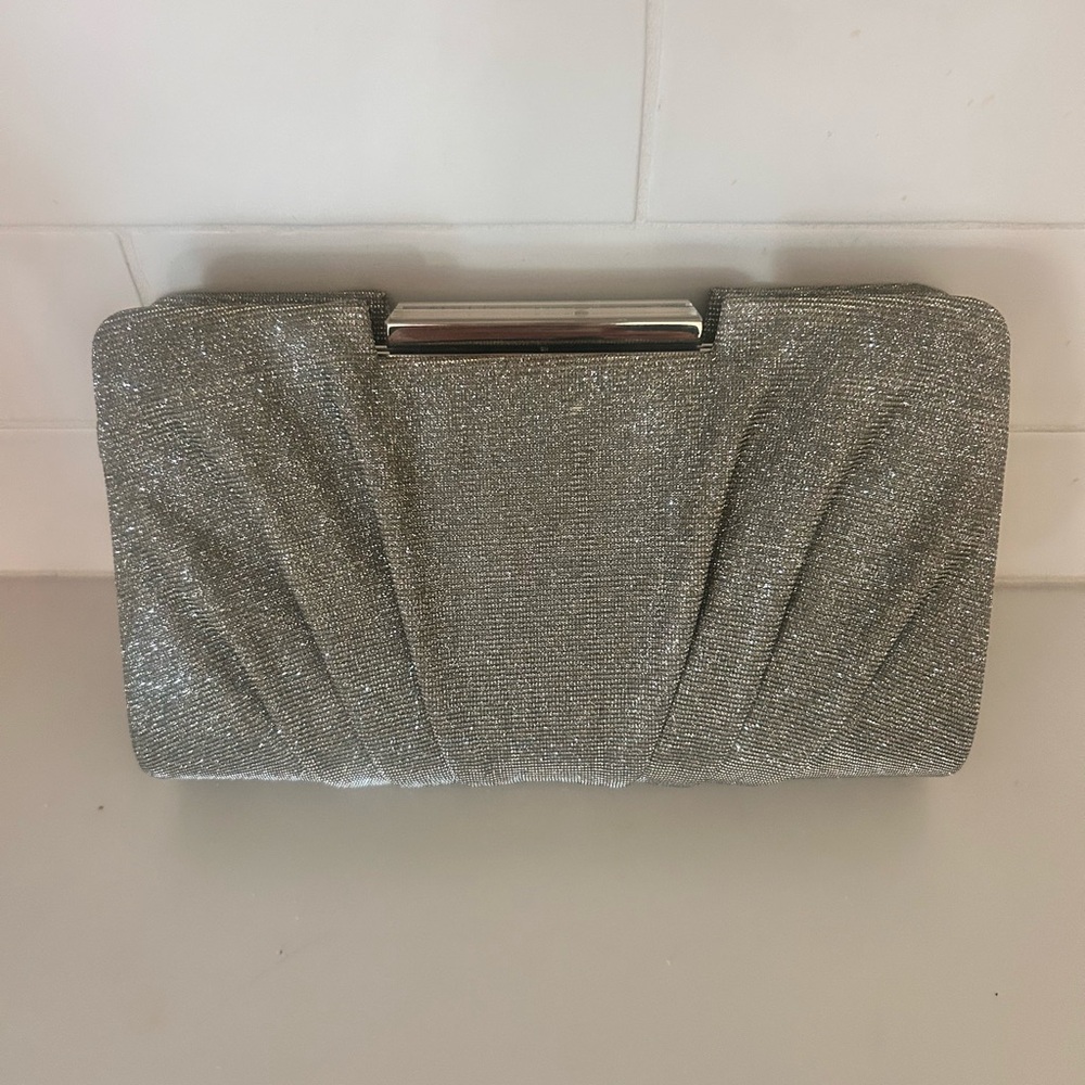 NWT Sondra Roberts Glittering Silver Clutch
